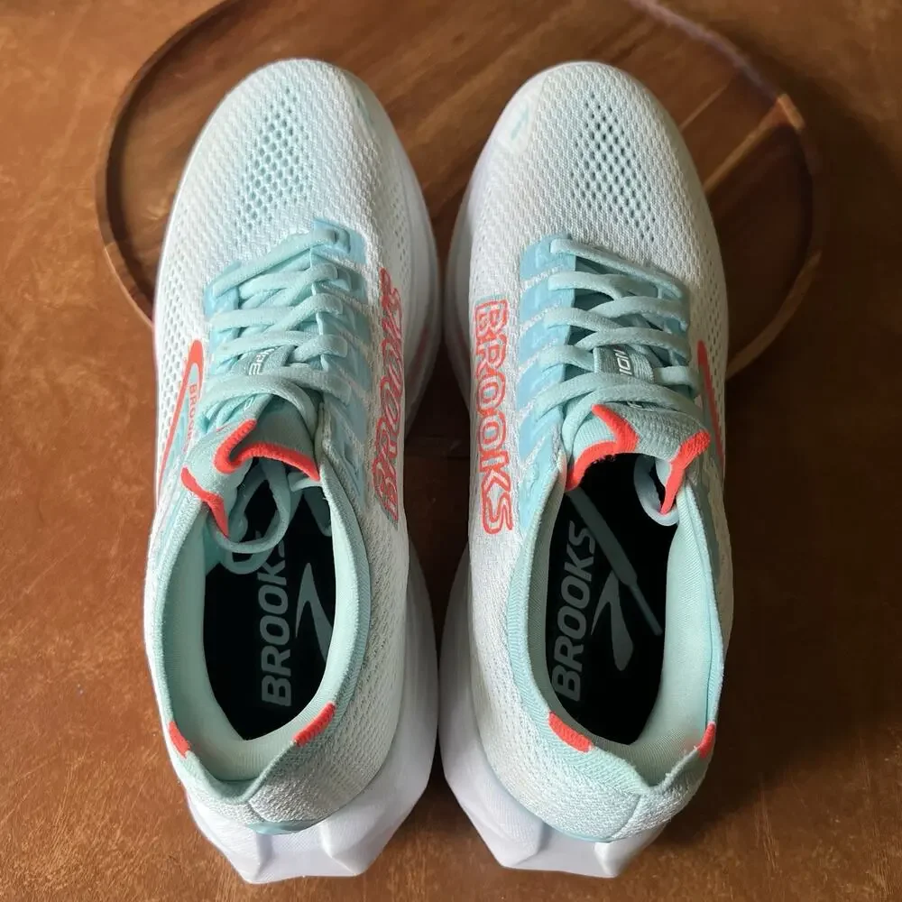 Brooks Hyperion 3 Womens 8.5 White Pink Clay Performance Running Shoes Sneakers - Picture 13 of 16